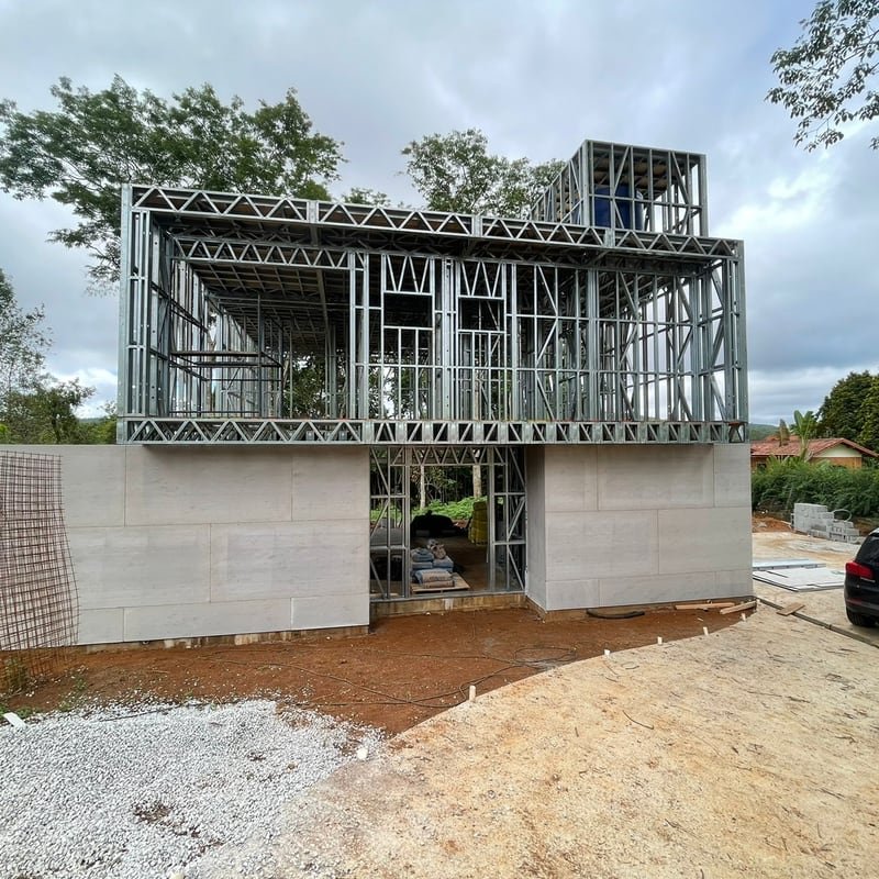 Casa em Light Steel Frame em montagem